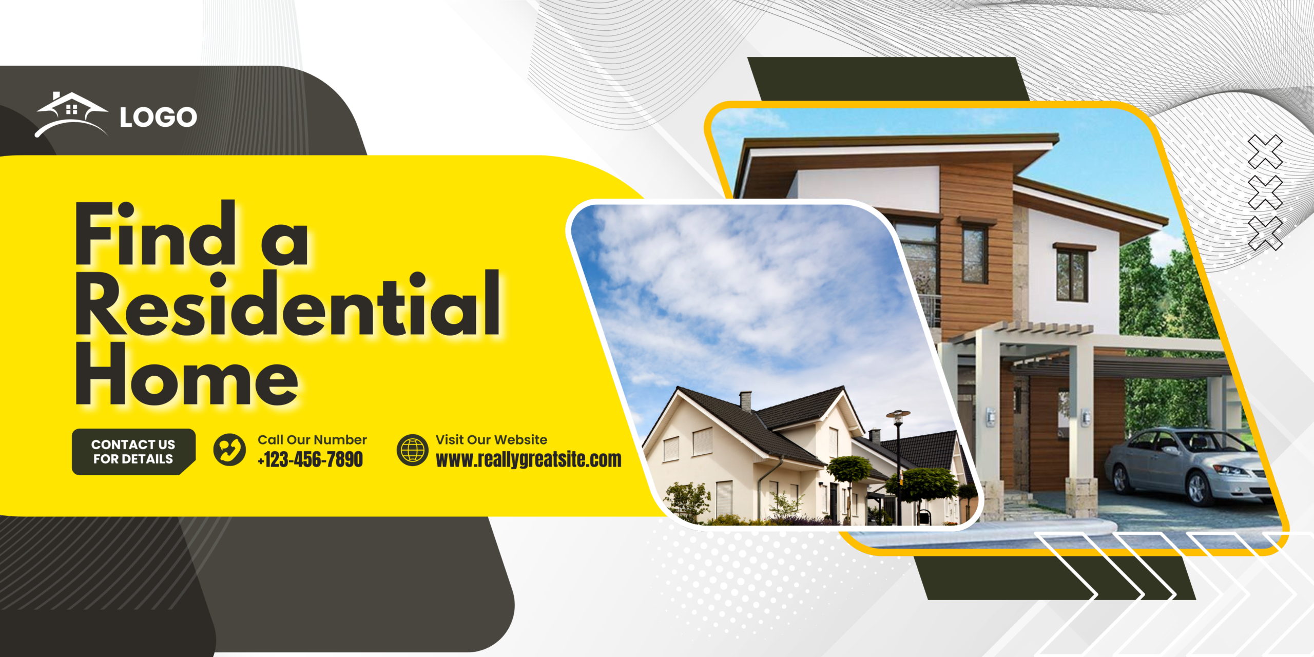 Yellow and White Modern Real Estate Banner